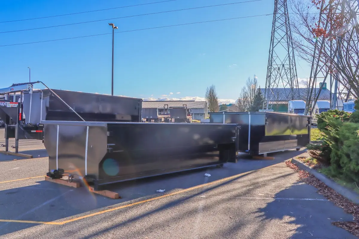 Roll-off dumpster ready for waste disposal at job site for 15 Yard Dumpster Rental in Hondo